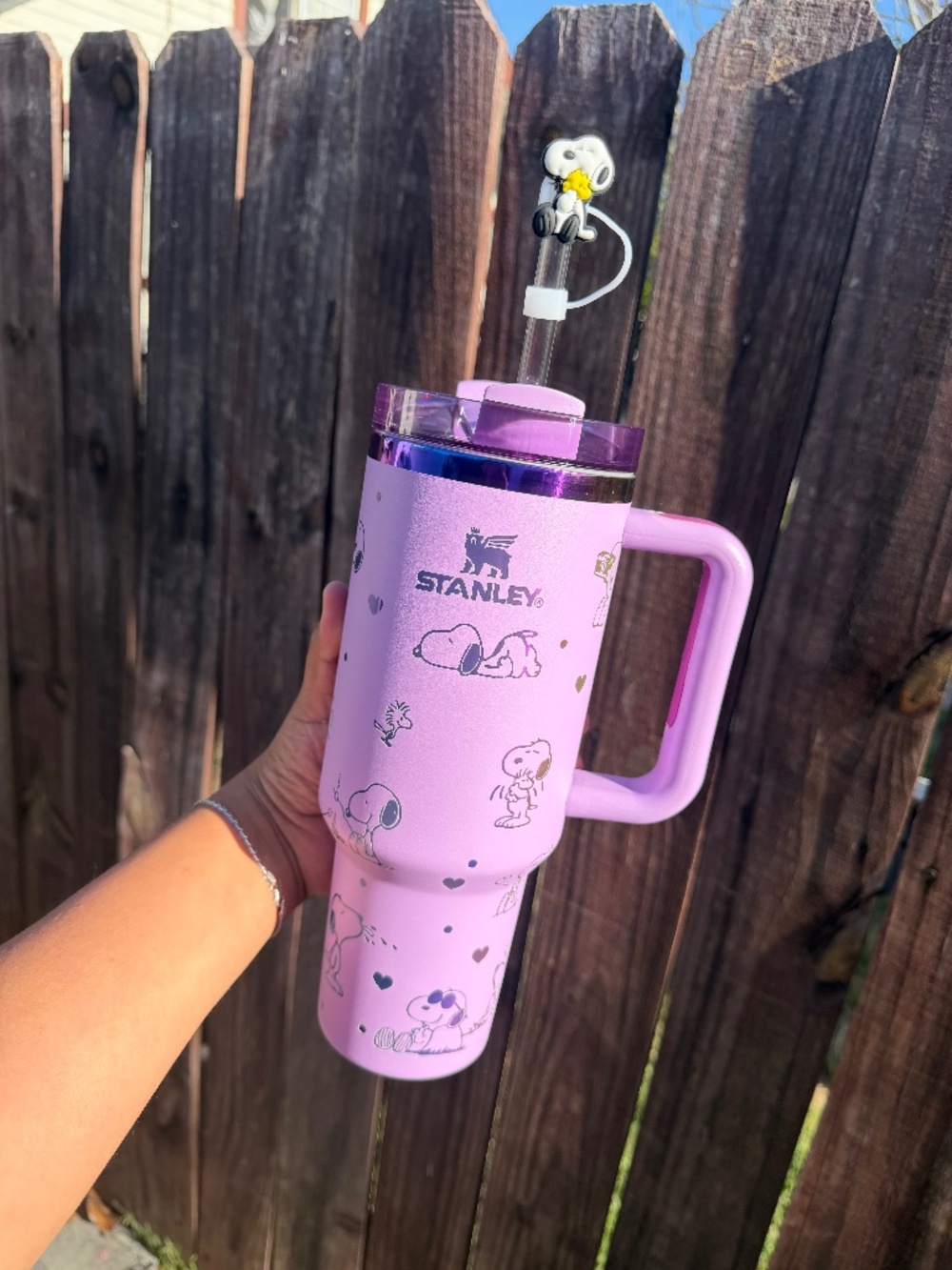 Lavender Snoopy Tumbler with Handle